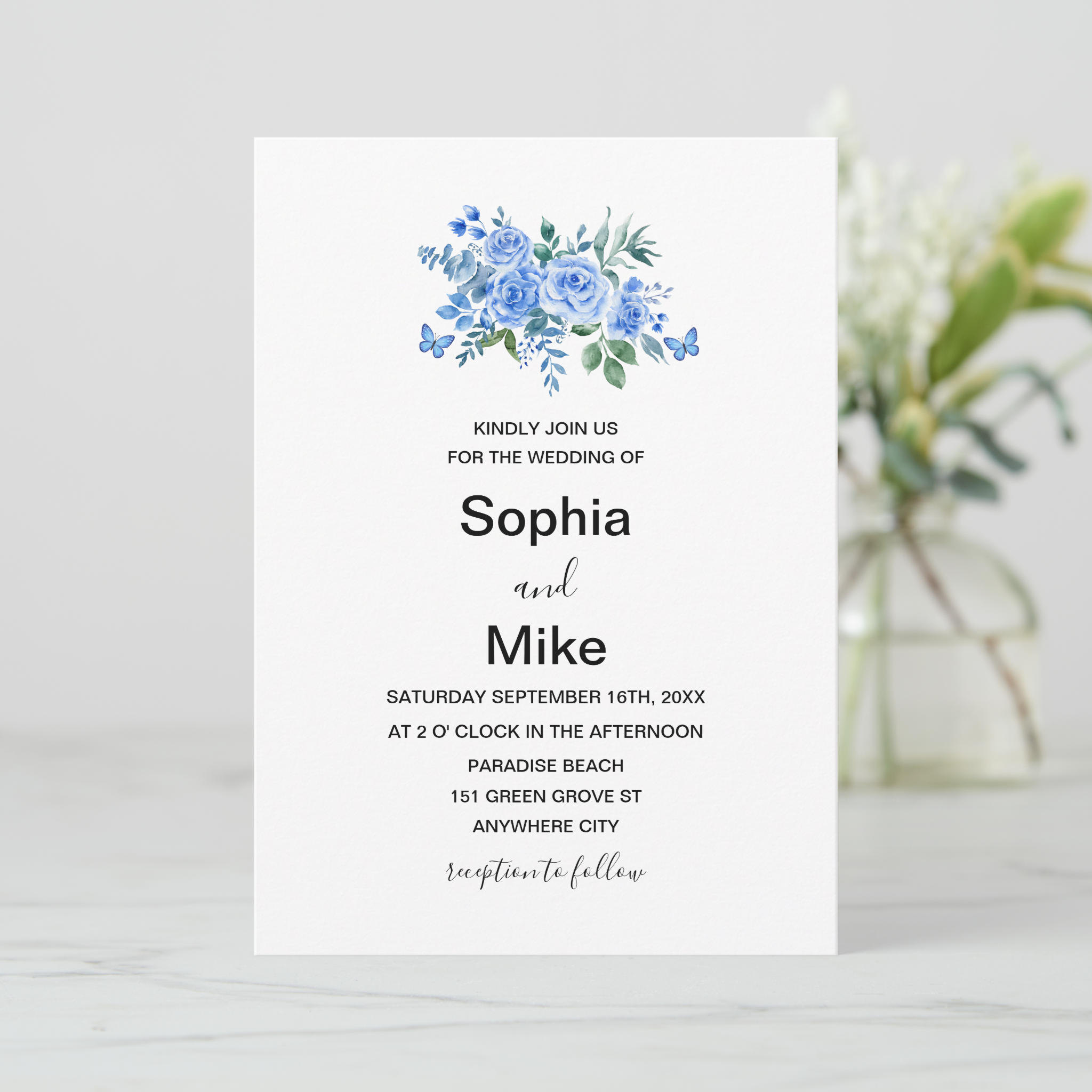 Blue Watercolor Floral and Butterflies Wedding Collection cover photo collage