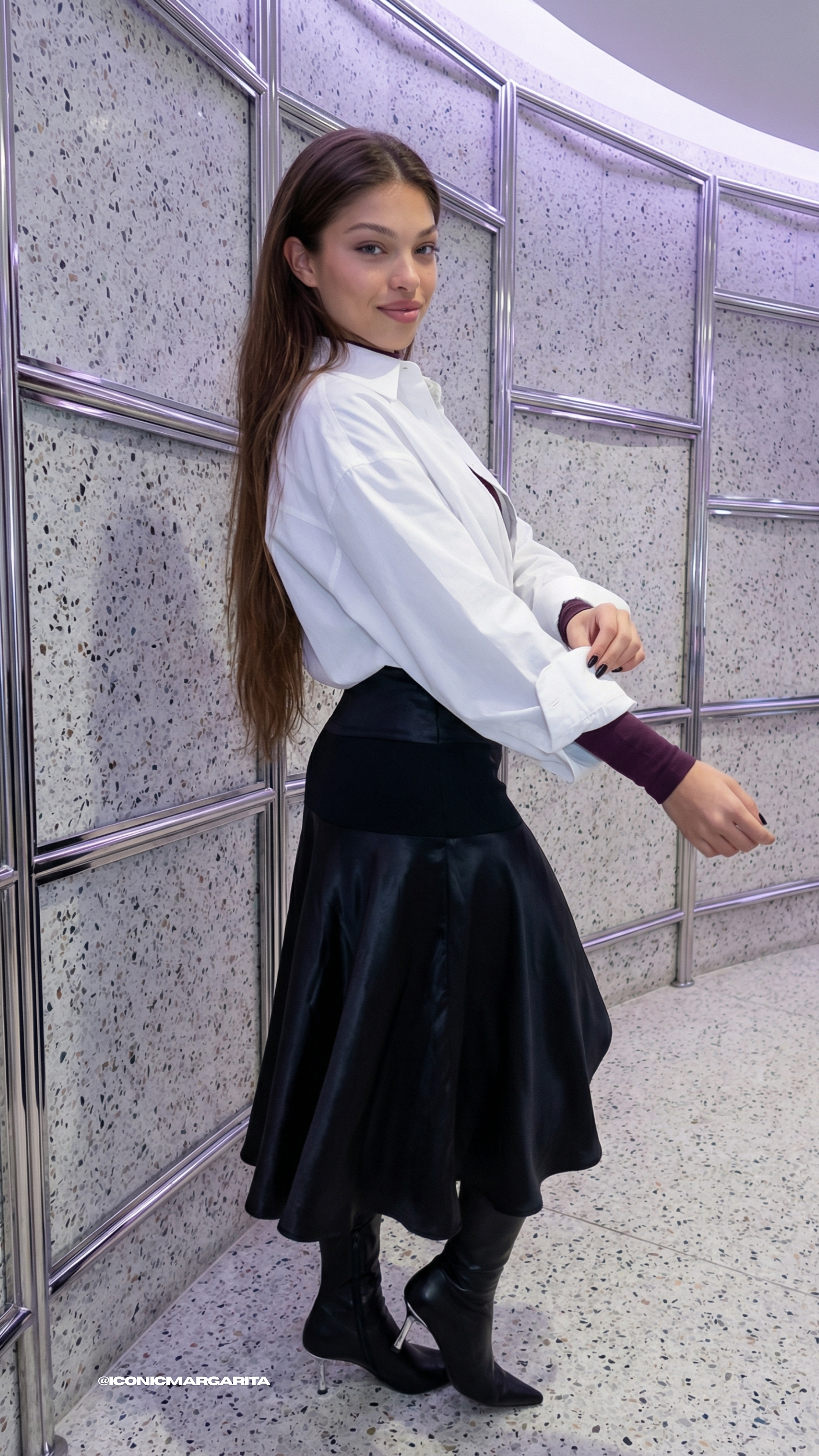 Effortlessly Cool Girl Outfit (Leather Skirt + Boots Look) cover photo collage