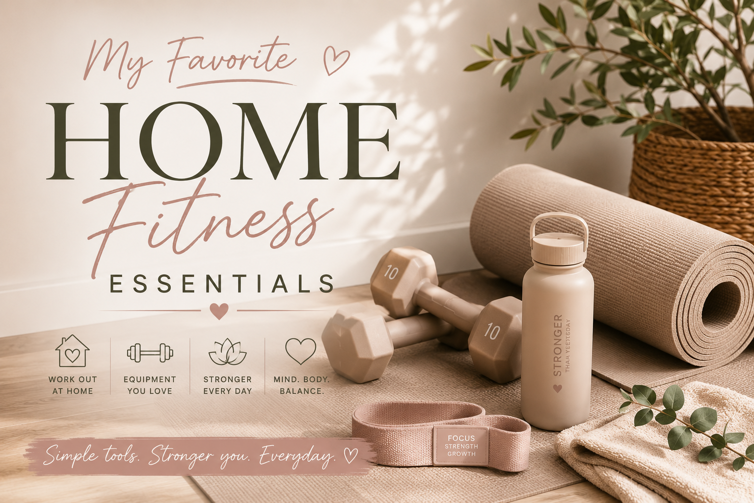 My Favorite Home Fitness Essentials 💪🏻💕 cover photo collage