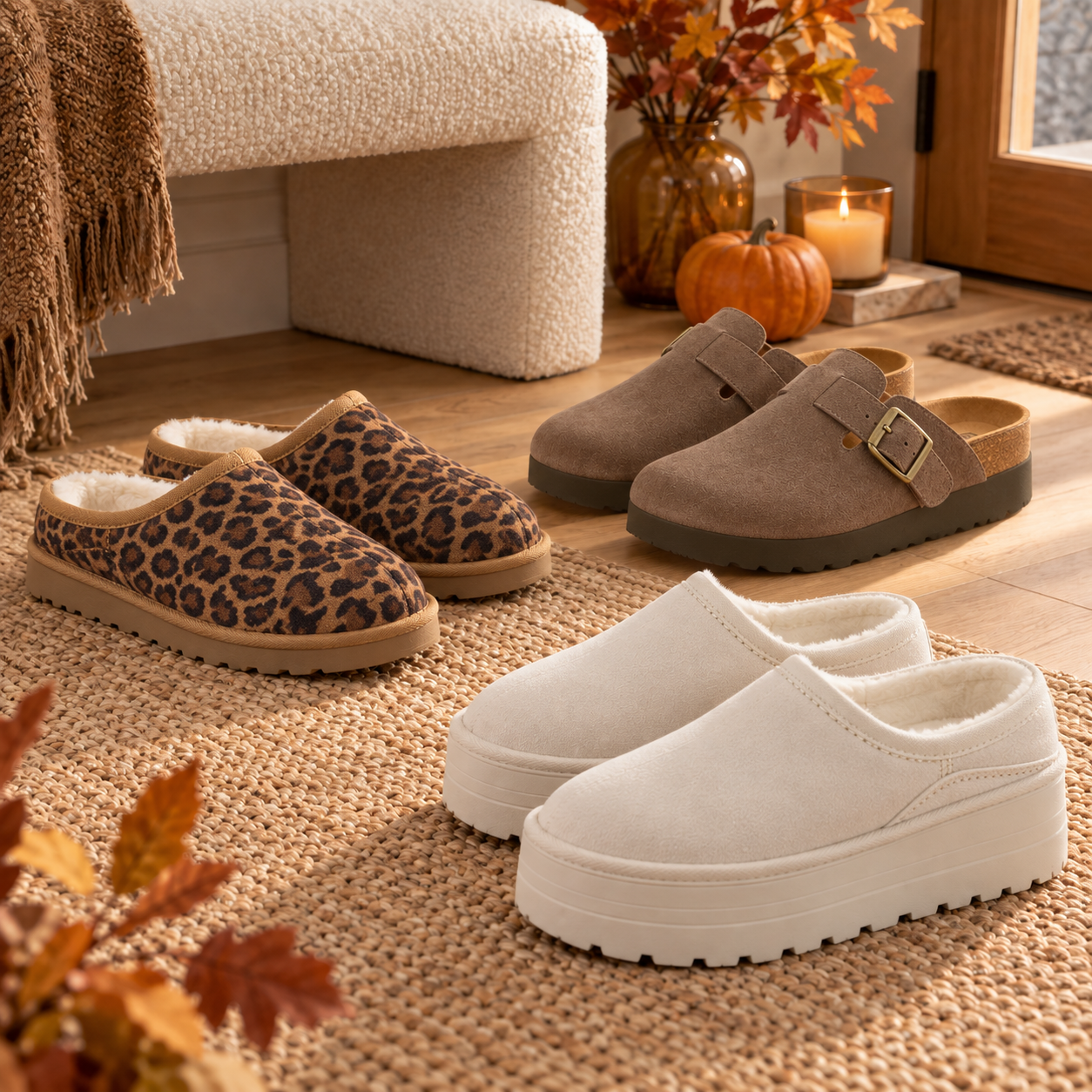 Best Cozy Fall Slides, Suede Clogs, & Platform Slippers I Swear By cover photo collage