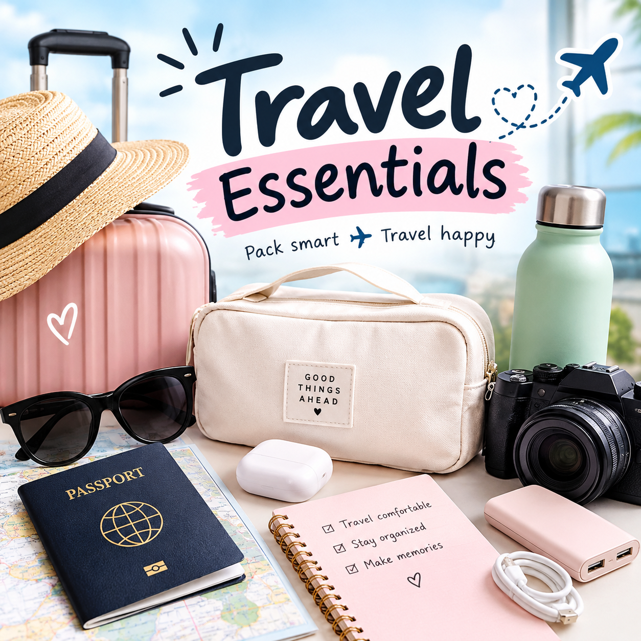 ✈️ 𝗧𝗥𝗔𝗩𝗘𝗟 𝗘𝗦𝗦𝗘𝗡𝗧𝗜𝗔𝗟𝗦🧳 cover photo collage