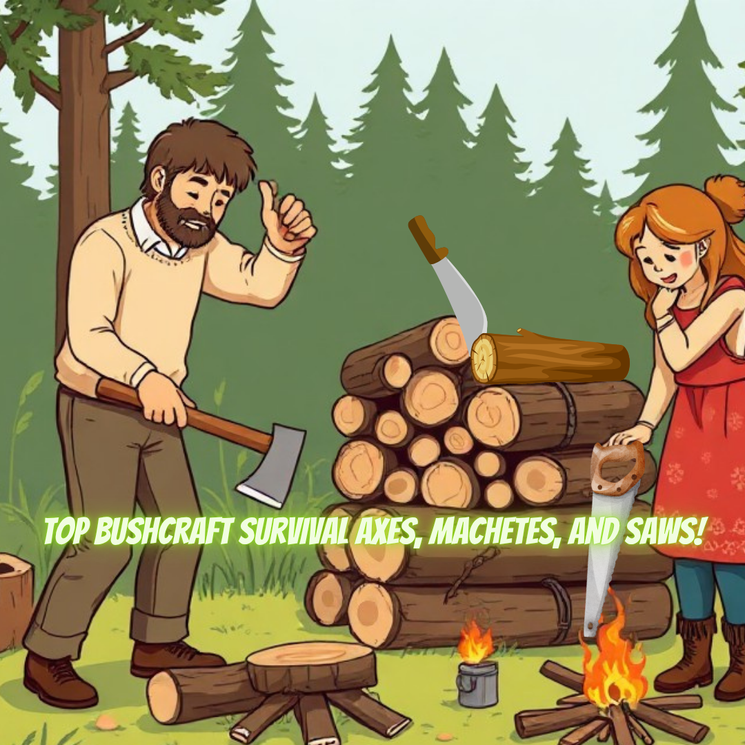 Top Bushcraft Survival Axes, Machetes, and Saws cover photo collage