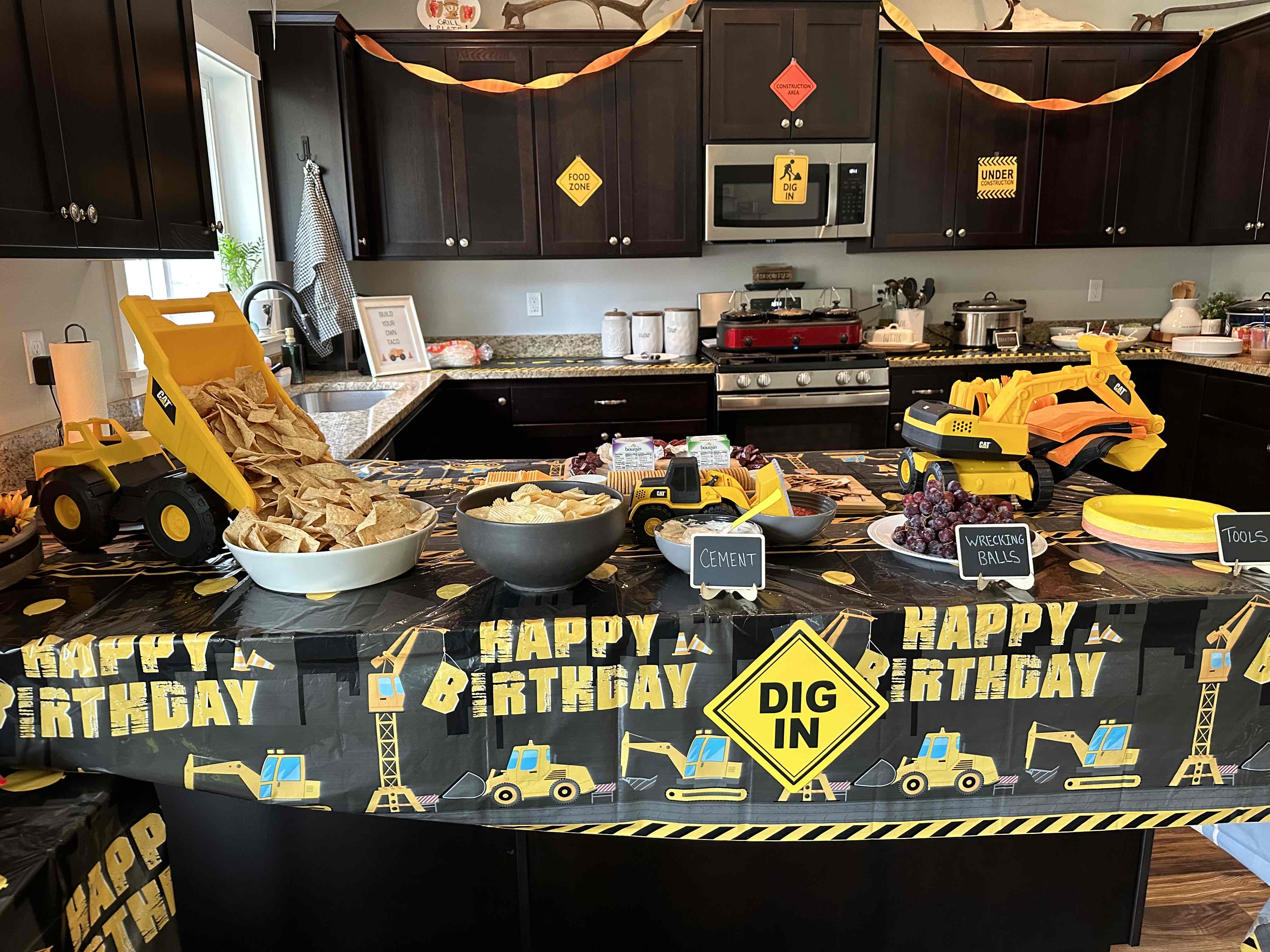 Construction themed Birthday Party cover photo collage