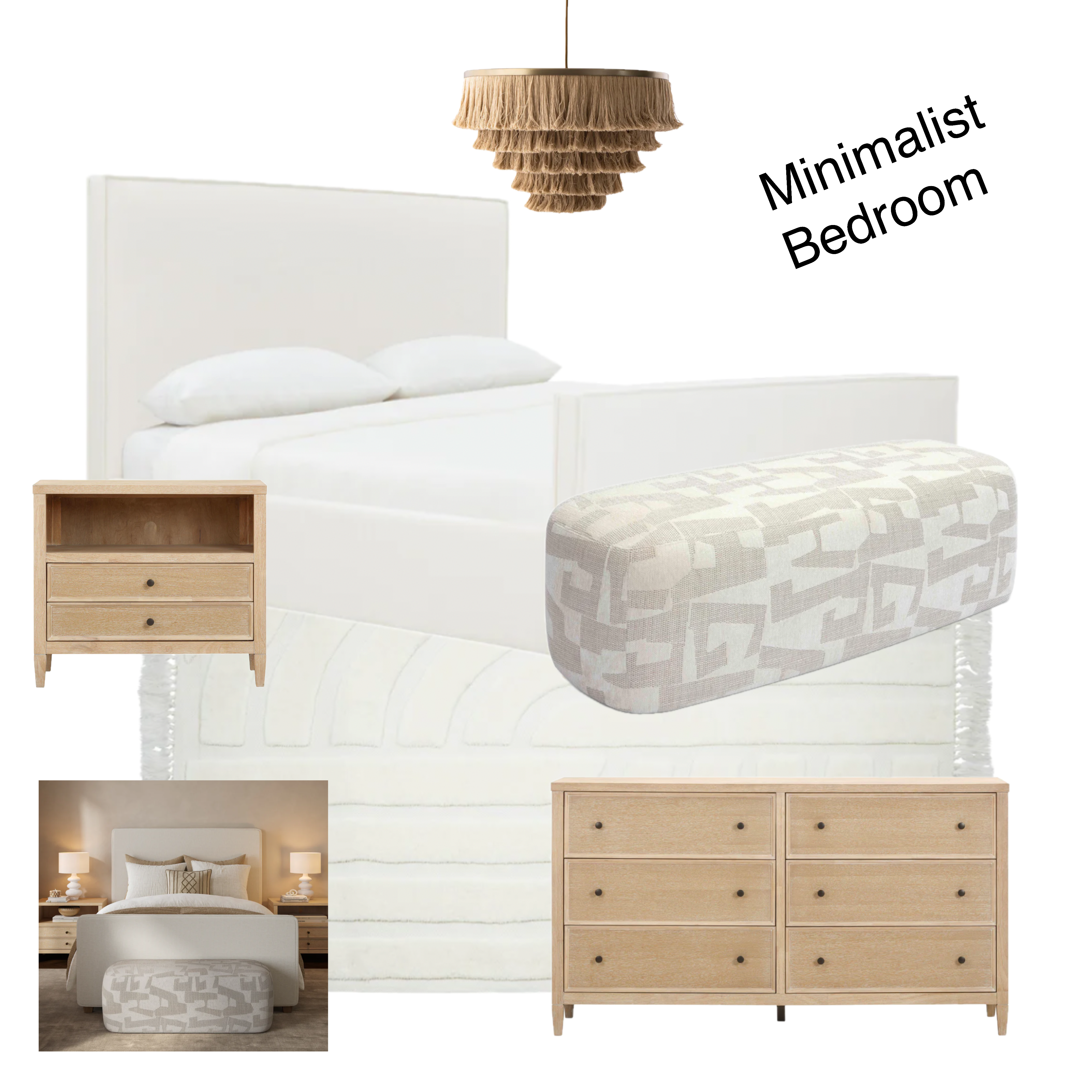 Minimalist Bedroom Mood Board | Modern Organic Neutral Design cover photo collage