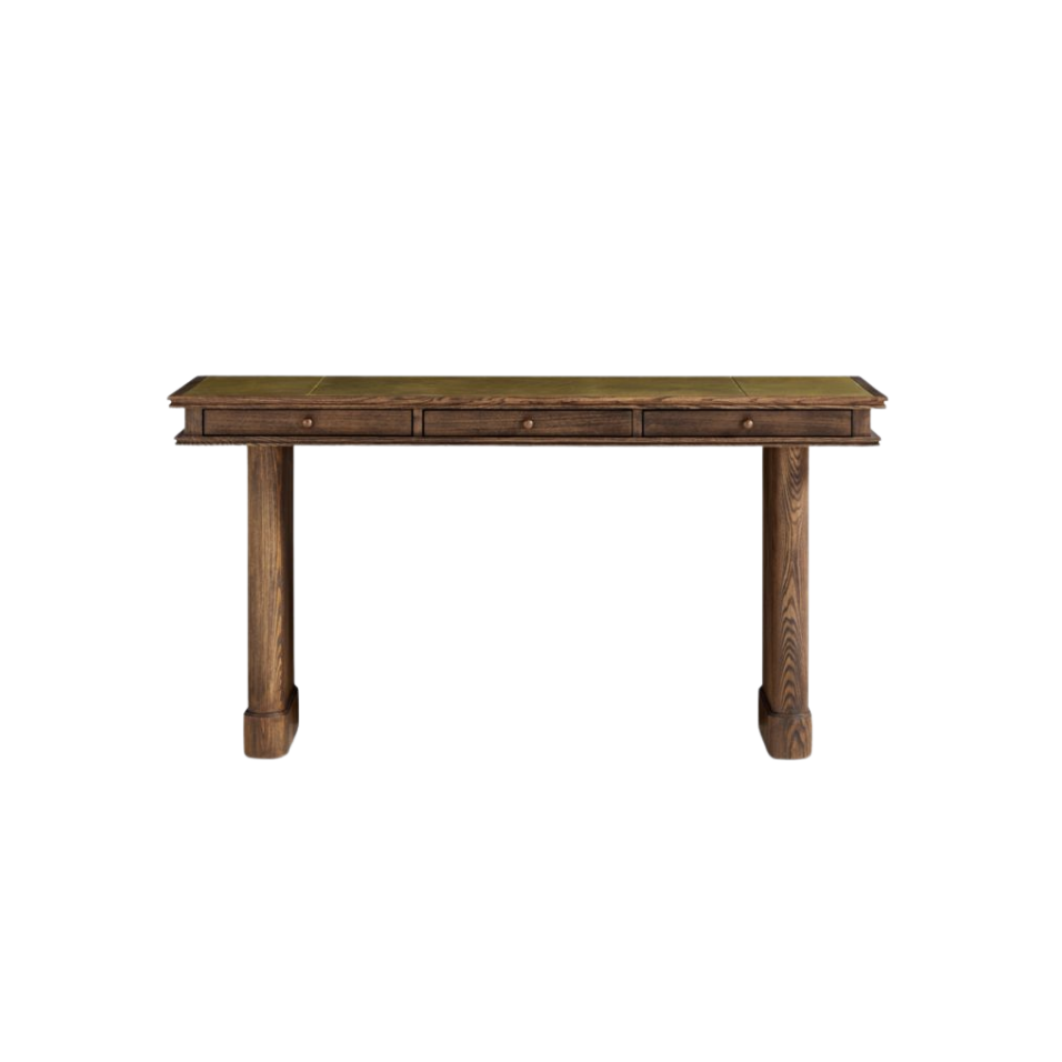 Jake Cocoa Leather and Elm Wood Desk