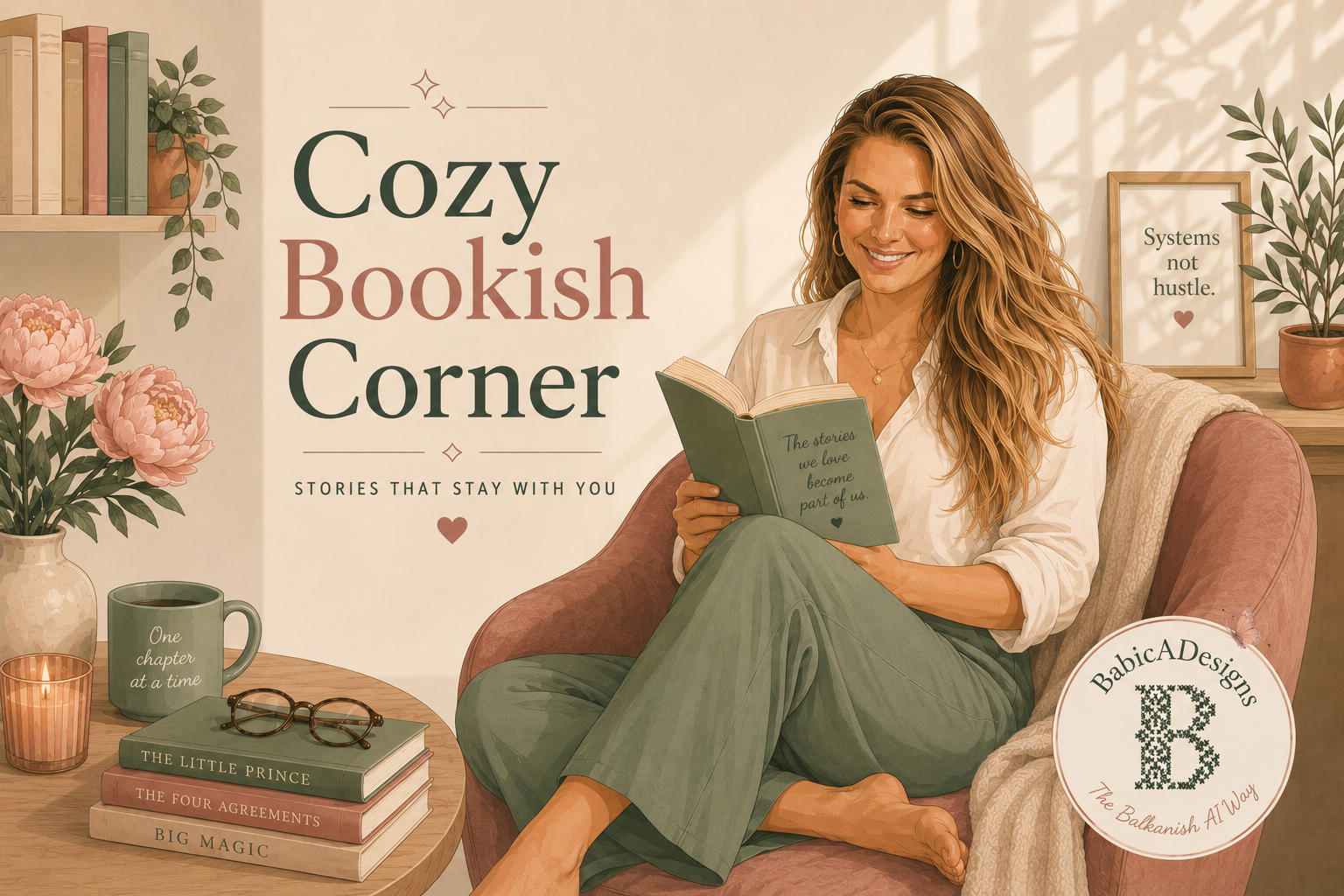 Cozy bookish corner 📚 cover photo collage