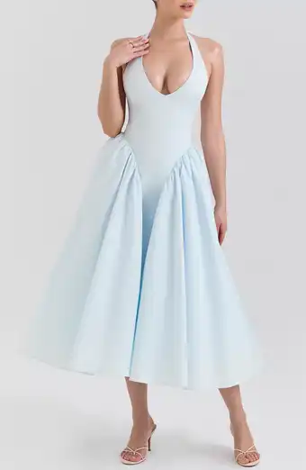 something blue before i do bridal shower dress Jane Summers Zoey Blue & White Strapless Midi Bridal Shower & Wedding Guest Dress 2 / Blue Print , female , adult