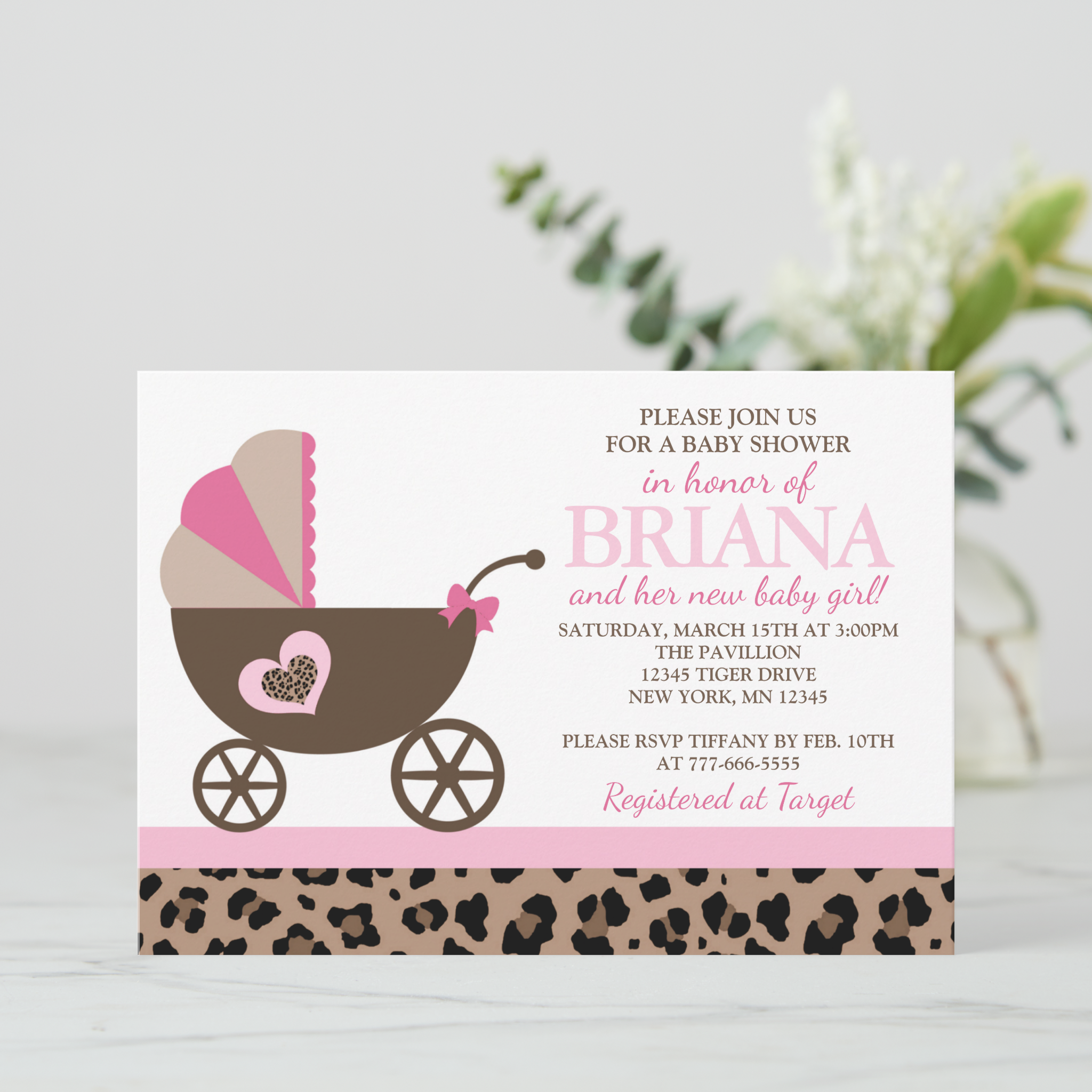 Leopard and Pink Baby Shower Ideas cover photo collage
