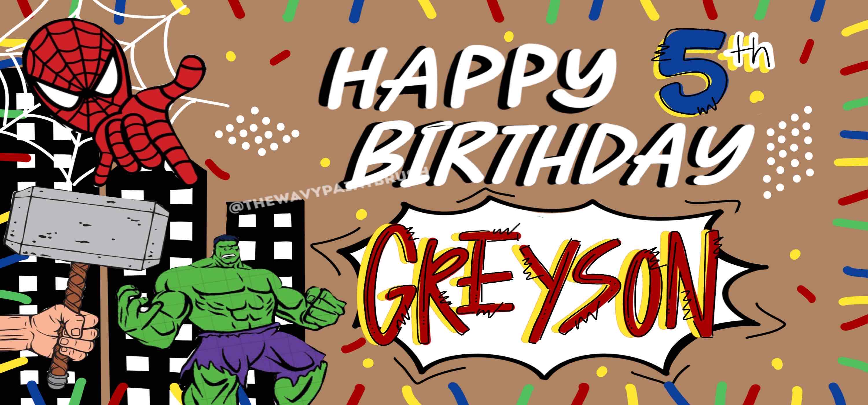 Superhero 5th birthday cover photo collage