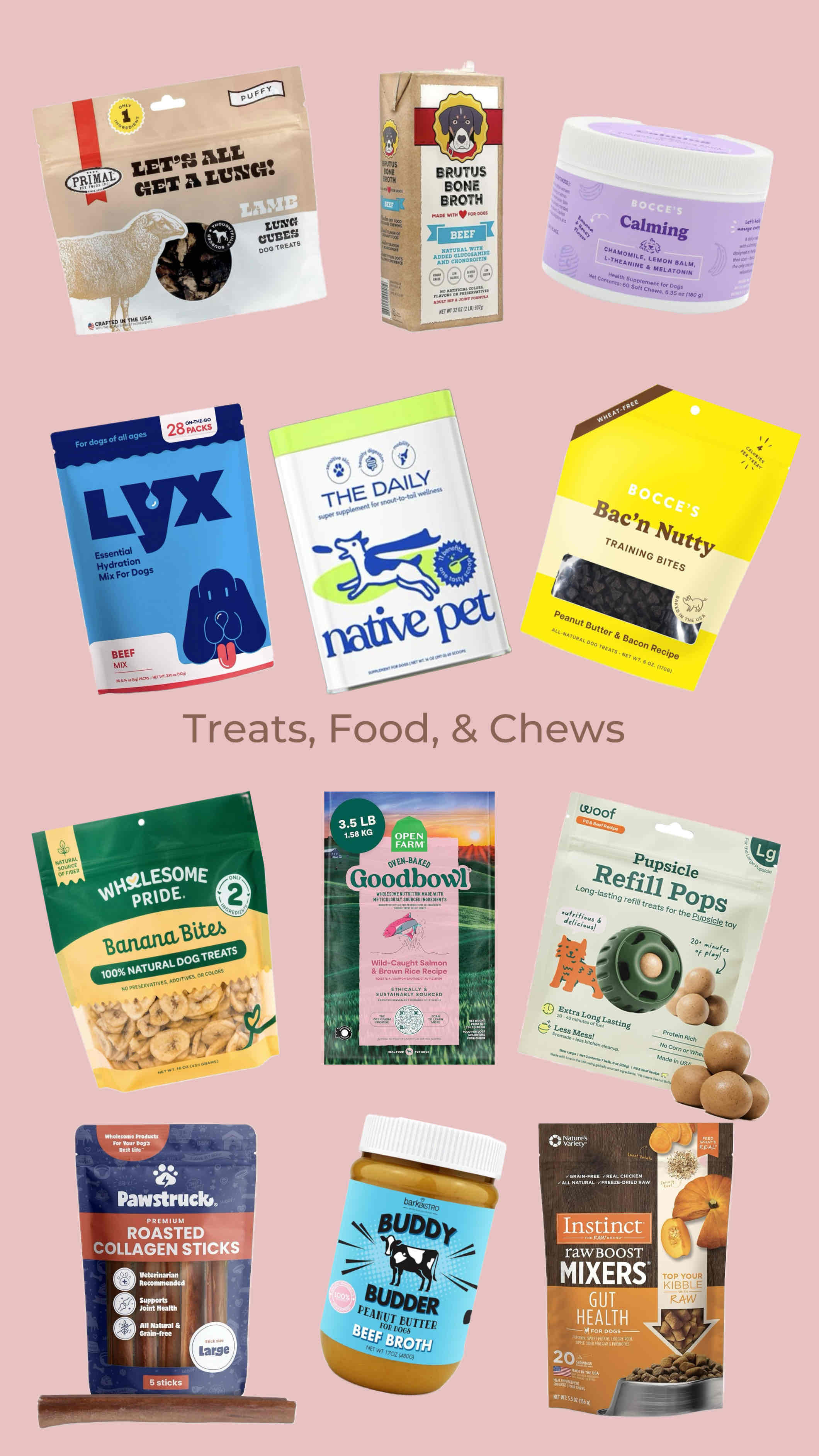 Best Healthy Dog Treats, Food, Toppers & Long-Lasting Chews cover photo collage