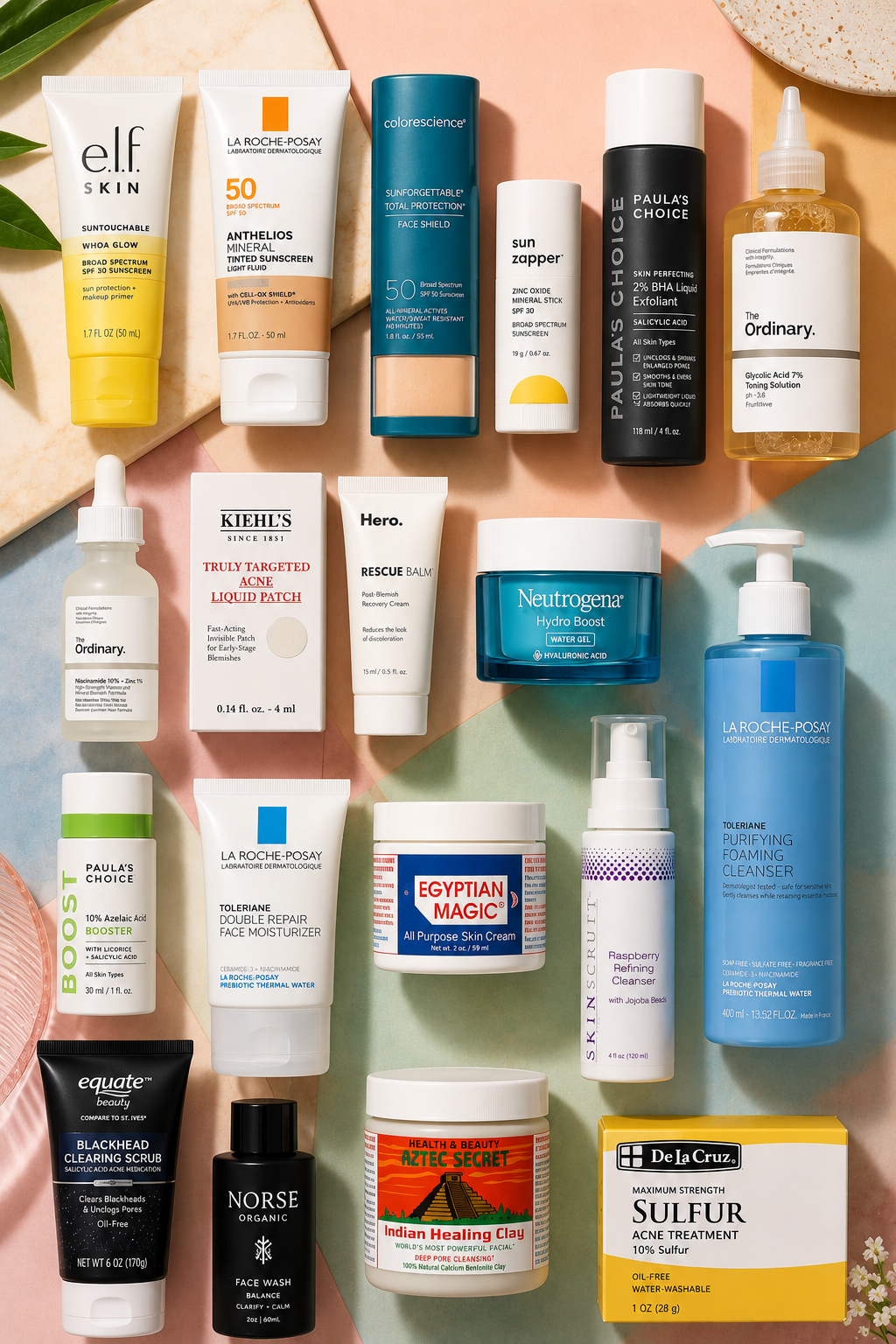 Skincare favorites (from a girl with acne-prone sensitive skin:) cover photo collage