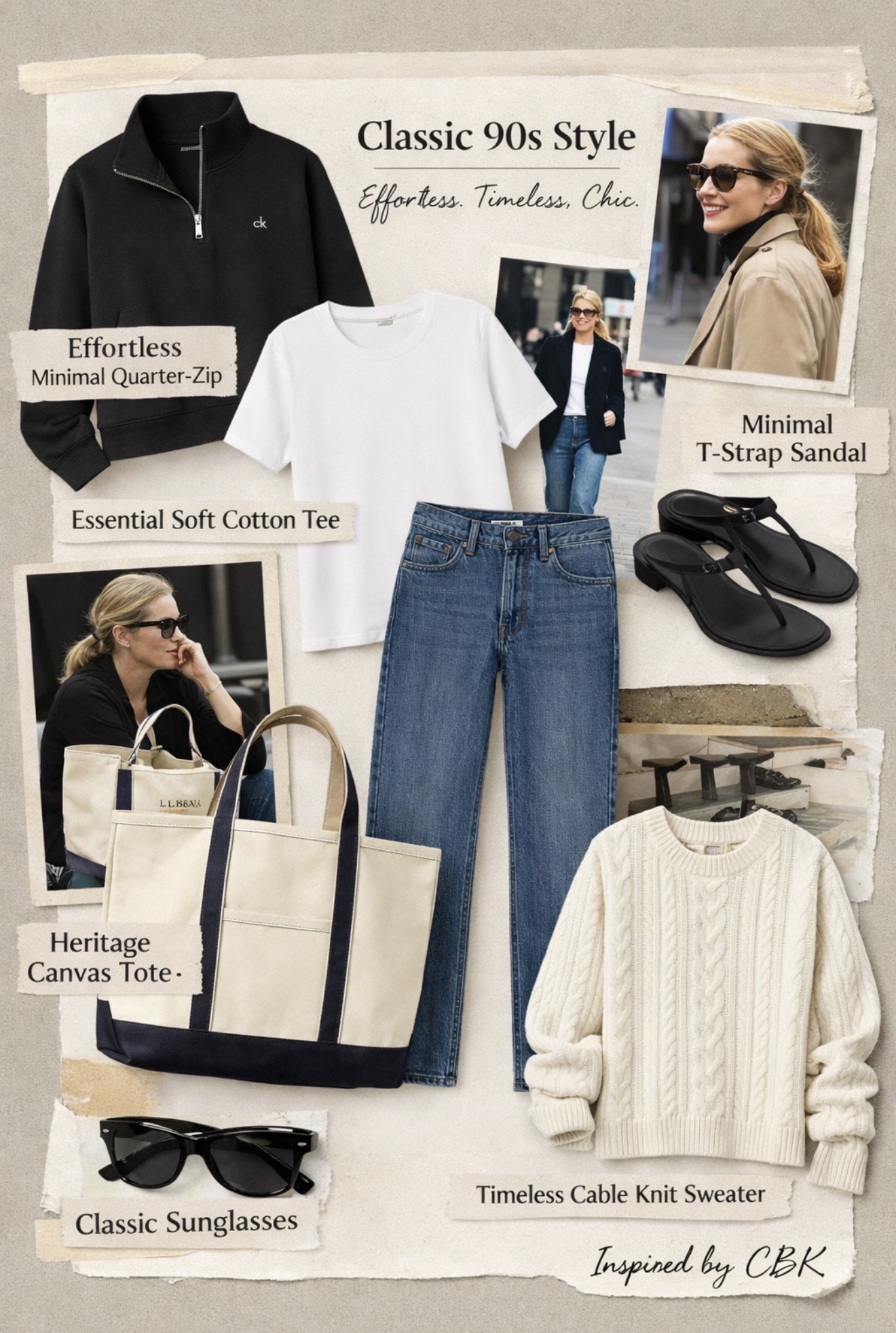 CBK Love Story inspired | Minimal 90s Capsule Wardrobe cover photo collage