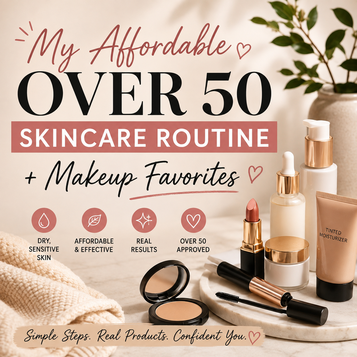 ✨ My Over 50 Skincare & Makeup Favorites cover photo collage